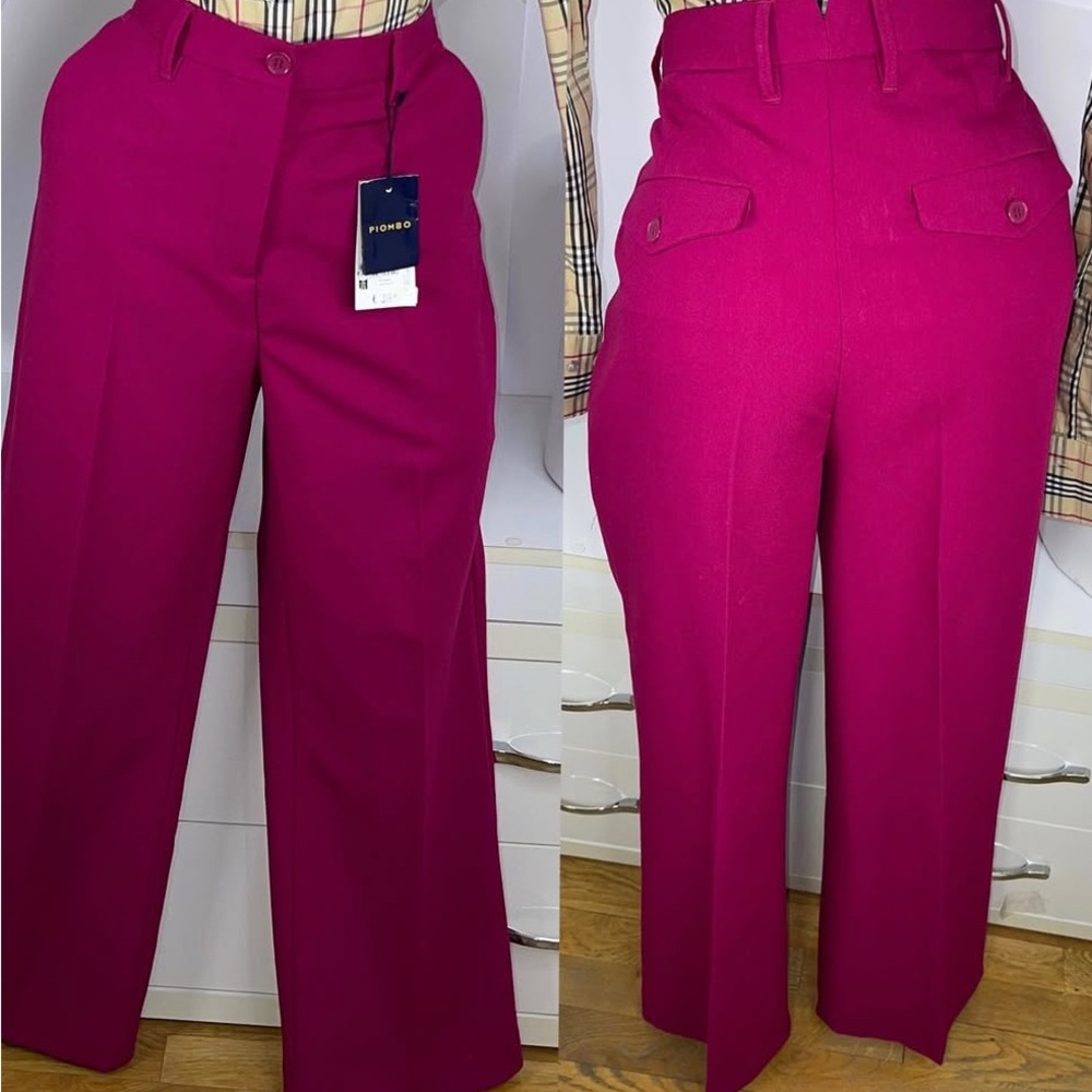 NWT Piombo‎ Magenta Wide-Leg Trousers